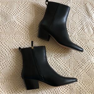 J. Crew black leather zip boots 9.5